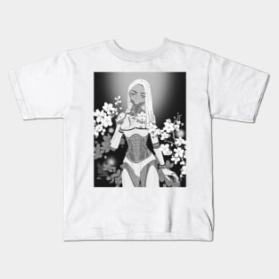 Cybergirl with Cherry Blossoms Kids T-Shirt